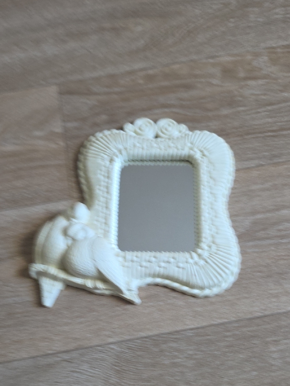 Vintage Small Decorative Cream Bird & Rose Accent Mirror - Unbranded